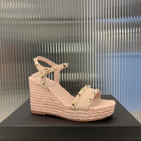 Valentino Studded calfskin braided Wedges