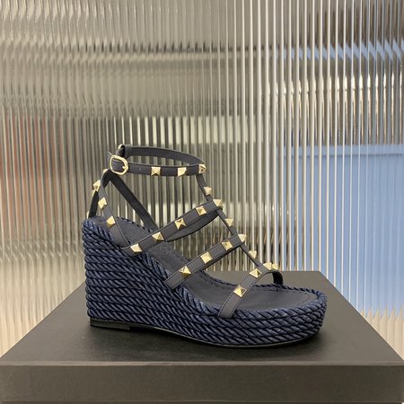 Valentino Studded calfskin braided Wedges