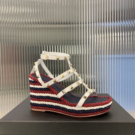 Valentino Studded calfskin braided Wedges