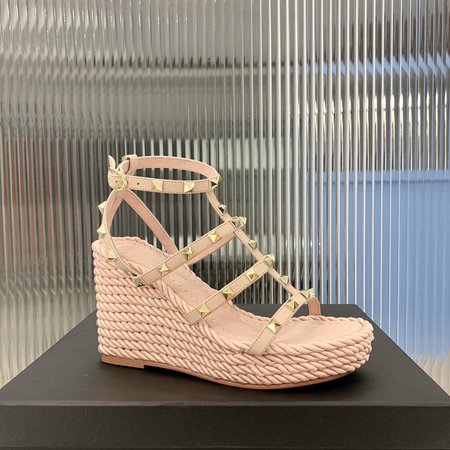 Valentino Studded calfskin braided Wedges