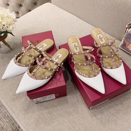 Valentino Pointed back hollow stiletto sandals in sheepskin