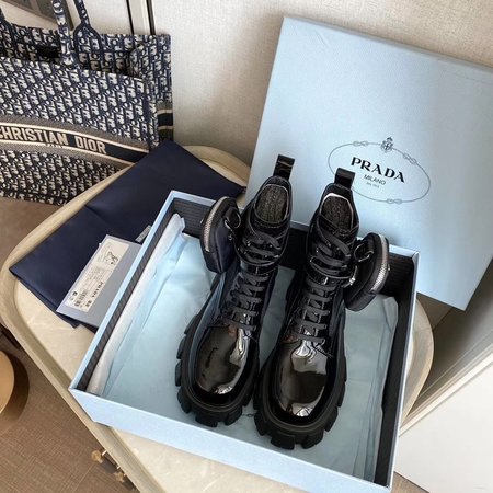 Prada Mini thick-soled boots patent leather/inner sheepskin Heel height: front 4cm. back 6cm