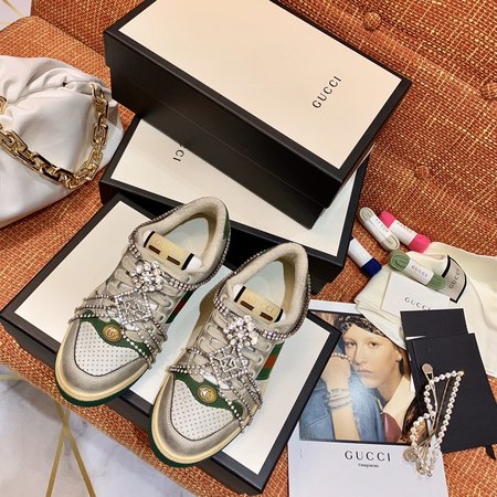 Gucci Classic embroidered GG towel velvet sneakers