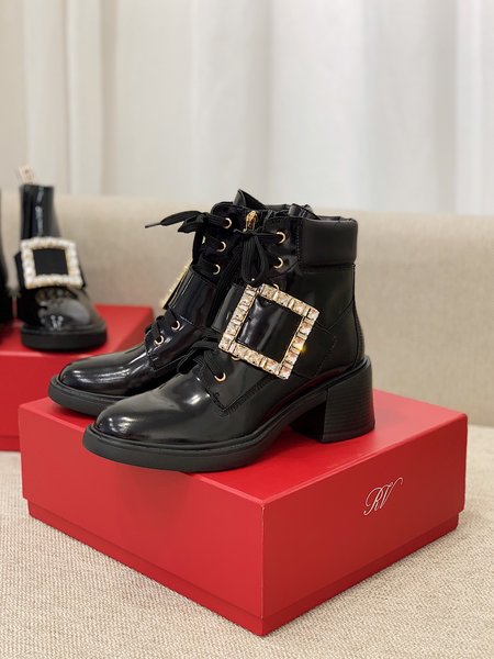 Roger Viver chunky heel diamond buckle platform ankle boots