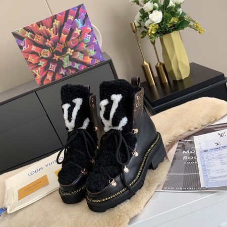 Louis Vuitton Calfskin wool Monogram boots