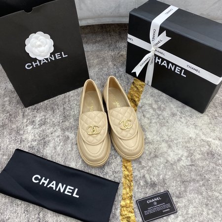 Chanel Sheepskin Hardware Logo Buckle Loafers