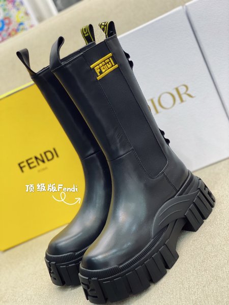 Fendi FF platform mid-boots with back webbing
