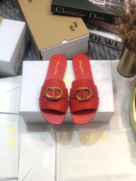 Dior CD three-dimensional letter logo flat hollow sandals