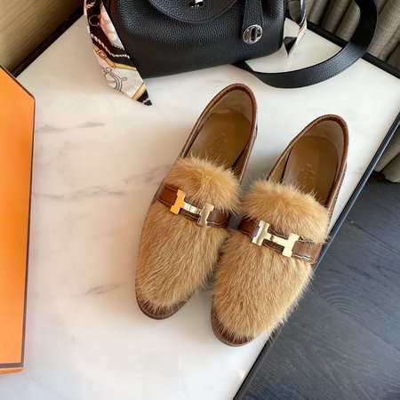 Hermes Mink fur loafers