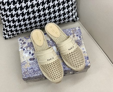 Dior Graphic jacquard embroidery cutout Espadrilles slippers