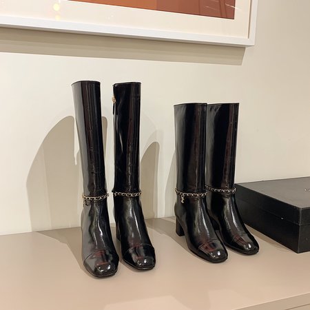 Chanel Chain boots patent leather cowhide boots