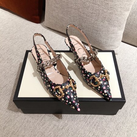 Gucci 3D embroidered GG flat chain sandals