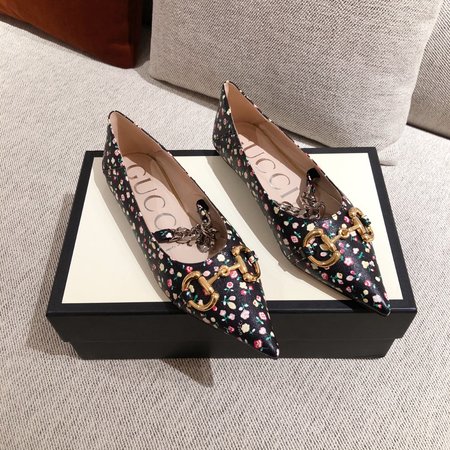 Gucci 3D flower flat shoes chain embroidered GG