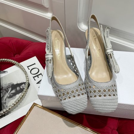Dior Ballet shoes embroidered webbing hollow design