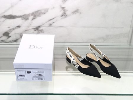 Dior Ribbon Letter Logo High Heel Square Toe Sandals Slippers Women s Shoes