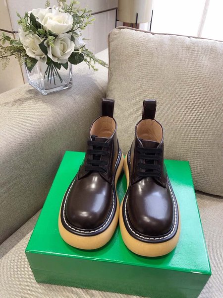 Bottega Thick-soled lace-up round-toe leather shoes/short boots Sole height: about 5.5cm