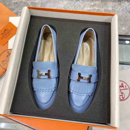 Hermes H buckle tassel loafers