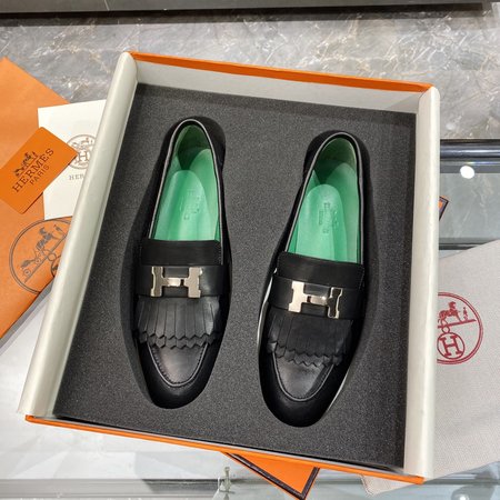 Hermes H buckle tassel loafers