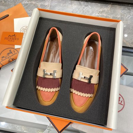 Hermes H buckle tassel loafers