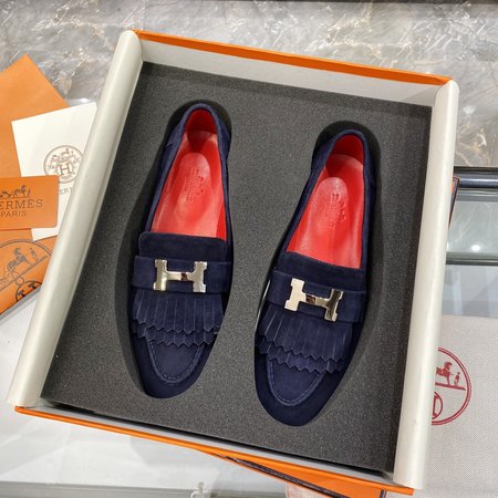 Hermes H buckle tassel loafers