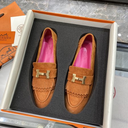 Hermes H buckle tassel loafers