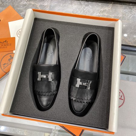 Hermes H buckle tassel loafers