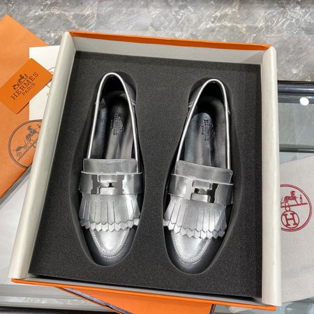 Hermes H buckle tassel loafers