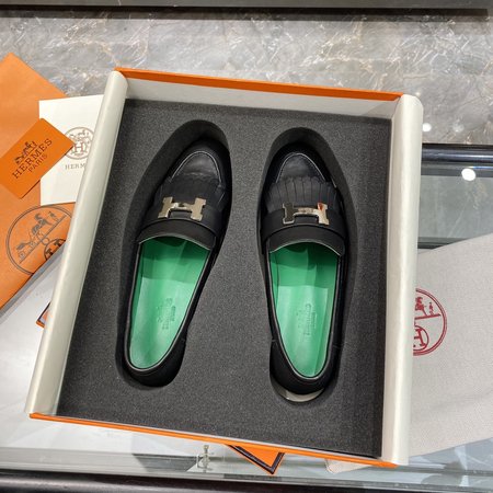 Hermes H buckle tassel loafers