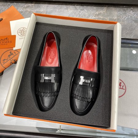 Hermes H buckle tassel loafers