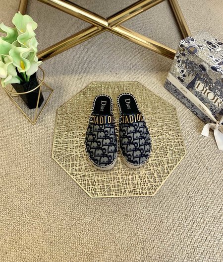 Dior Saddle vintage canvas alphabet slippers Espadrilles