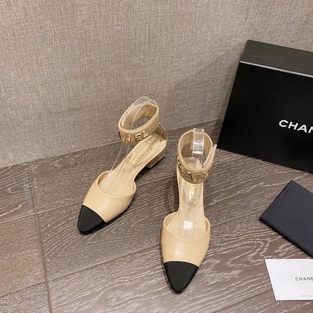 Chanel Velcro wrist strap small pointed toe sandals