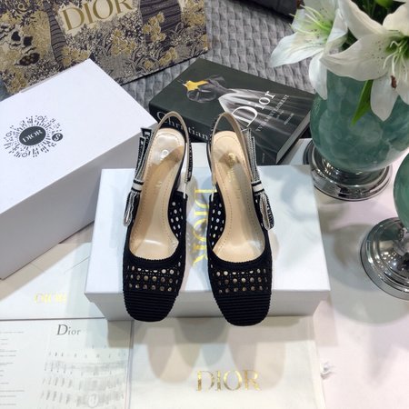 Dior Slingback embroidered jacquard flat women s shoes