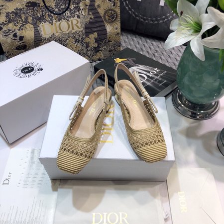 Dior Slingback embroidered jacquard flat women s shoes