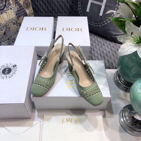 Dior Slingback embroidered jacquard flat women s shoes