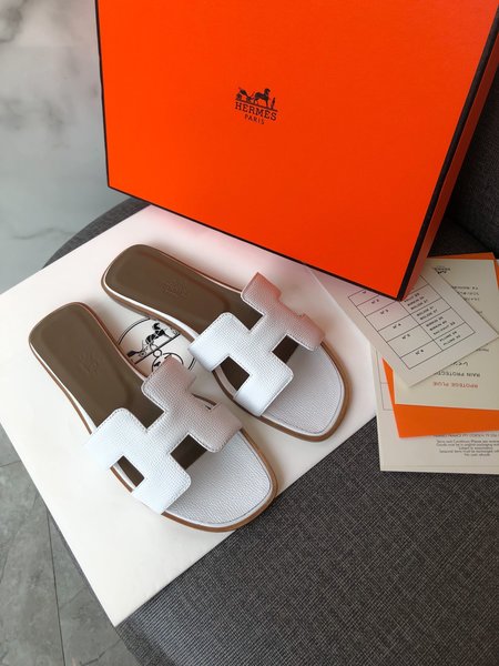 Hermes H series slippers with a random matching silk scarf