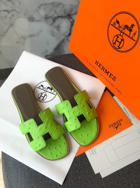 Hermes H series slippers with a random matching silk scarf