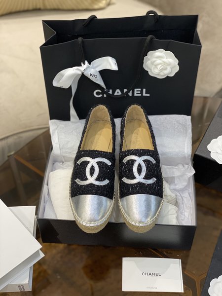 Chanel Lingge style Espadrilles silk sheepskin lining