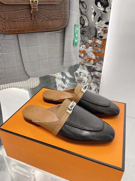 Hermes classic kelly half slippers