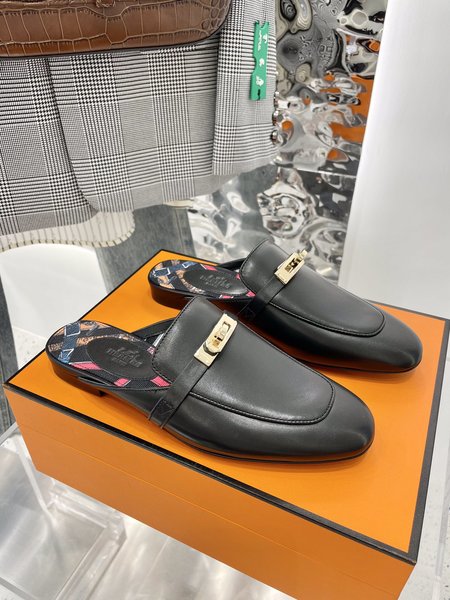 Hermes classic kelly half slippers