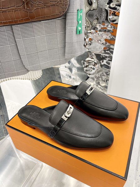 Hermes classic kelly half slippers