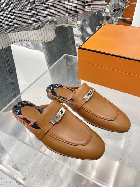 Hermes classic kelly half slippers