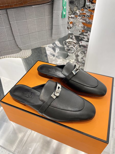 Hermes classic kelly half slippers