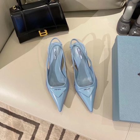 Prada Kitten Heels triangle pointed high heels