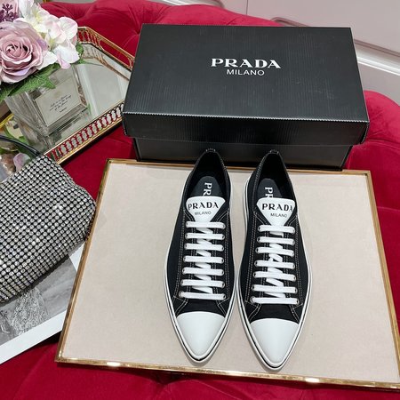 Prada Retro small pointed toe canvas shoes