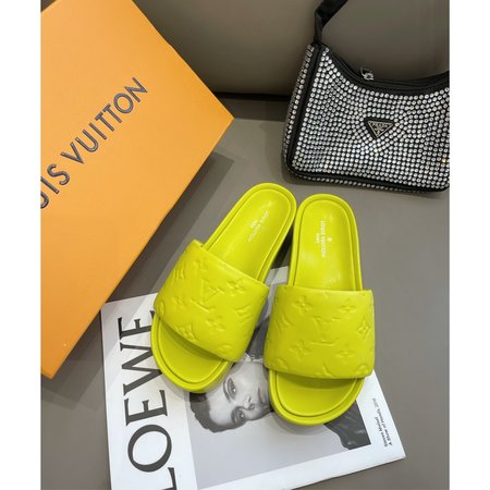 Louis Vuitton Jumbo Flatform Monogram Embossed Cotton Sheepskin Wedges