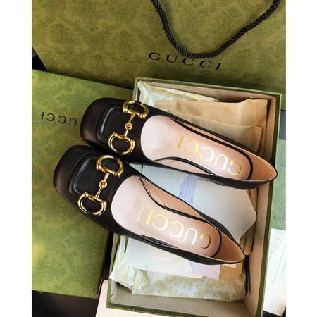 Gucci Horsebit square head sheepskin women s heel high 4CM