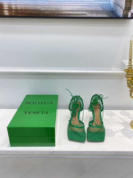 Bottega Veneta BV Roman Mesh High Heel Sandals Grass Green