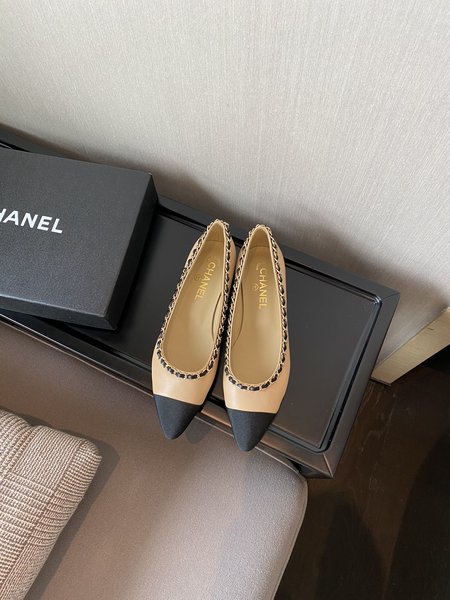 Chanel chain color block women s shoes