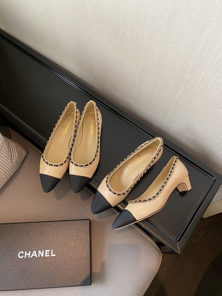 Chanel chain color block women s shoes