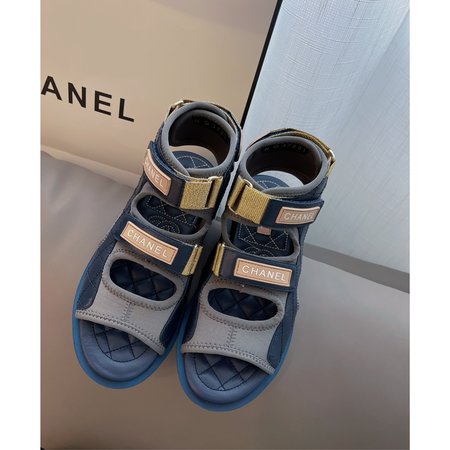 Chanel Velcro design goatskin sandals